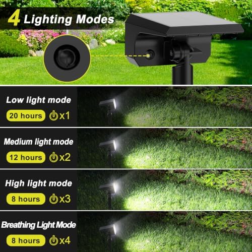 Solar Spot Lights Outdoor Waterproof IP67, [6 Pack/75LED] 2-in-1 Solar Landscaping Spotlights, 4 Lighting Modes Solar Powered Garden Flood Light for Patio Pathway Driveway Yard Pool (Cool White) - Image 2