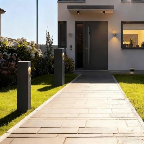 Modern Pathway Light Landscape Path Light 3000K Warm Led Bollard Lighting Fixture Outdoor Waterproof Walkway Light Aluminum Rainproof Path Lamp for Garden Lawn Courtyard Driveway 23.6in - Image 2