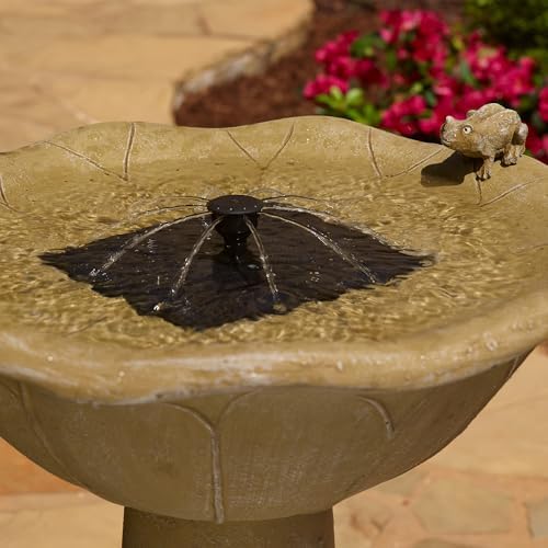Smart Solar Acadia IntelliSolar® Outdoor Solar-Powered Birdbath Fountain with Remote, Bubbler, and Spray, Nature-Inspired Pedestal Solar Birdbath Fountain, Olive Green - Image 5