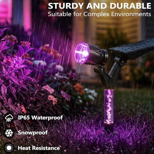DenicMic Solar Spot Lights Outdoor Waterproof Purple Lens LED 4 Pack - Image 7