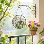 Stained Glass Window Hanging Strawberry Daisy Butterfly Sun Catchers Mason Jar Floral Suncatchers for Home Porch Garden Indoor & Outdoor Decor (9.8x9.8 in) - Image 4