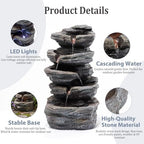 19.7" Tall Outdoor Water Fountain, 5 Tier Cascading Bowls and Stacked Water Fountain with LED Lights, for Yard Décor, Backyard, Patio and Deck (19.7'') - Image 6