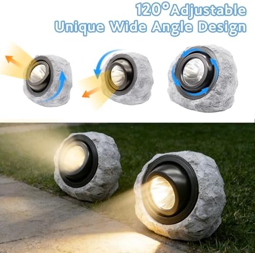 Solar Powered Rock Lights Outdoor- 2 Pack Super Bright Solar Spot Garden with 2 Lighting Modes, IP65 Waterproof Outdoor Decorative for Garden,Backyard, Roads, Yard, Patio Landscape,Sidewalks - Image 3