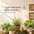Hanging Grow Lights for Indoor Plants, 12W Full Spectrum 98+ CRI Grow Lamp, Dual CCT 3000K/4000K, Dual Switches, Pulley Height Adjustable, 13.12FT Cord, Petal Glass Plant Light for Indoor Flowers - Image 3