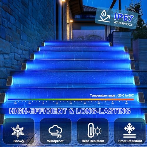 AUDLES 6 Pack Solar Stair Lights, Outdoor Step Lights with Waterproof IP67, Blue Color LED Solar Light for Outside Light Decor for Stair, Deck, Front Step, Front Porch, Patio and Backyard - Image 7