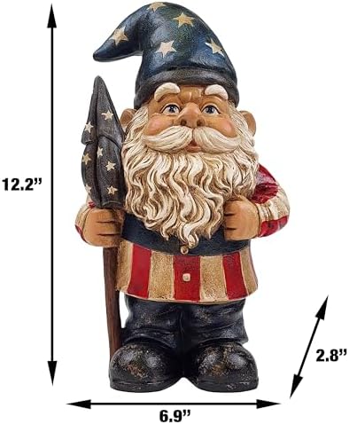 Better Office Products Garden Gnome Statue, 12" Height, Handcrafted Waterproof, UV-Resistant Polyresin Lawn Patio Porch Ornament Decoration (Yankee Doodle Patriot) - Image 5