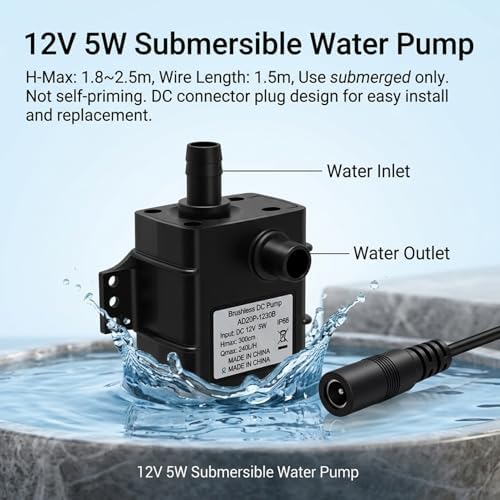 Solar Water Pump 12v With Solar Panel Efficient Powered Water Pump For Pond Circulation, Filtration, And Aeration, Submersible Fountain Kit For Garden, Bird Bath, Feature (9v 6w Panel + + Filter). - Image 7