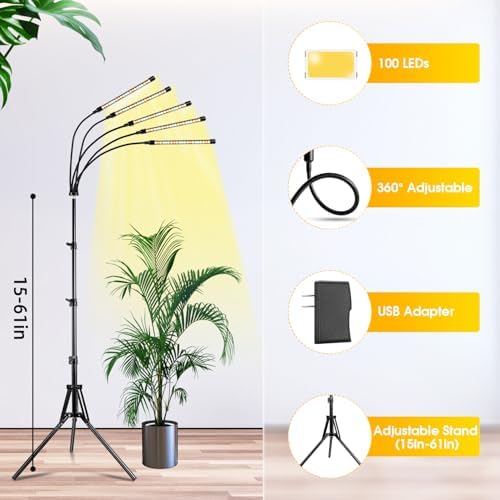 Wolezek Grow Lights for Indoor Plants Full Spectrum with Stand - Image 6