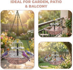 Solar Bird Bath Fountain, Hanging Bird Bath with Solar Powered Water Fountain, Outdoor Bird Bath Bowl with Chain Hook, Garden Patio Balcony Decor, Attract Birds & Keep Water Fresh (Pink) - Image 4