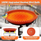 Daoeny Heated Bird Baths for Outdoors, Upgraded 100W Thermostatically Controlled Heated Bird Bath for Deck Railing, Heated Bird Bath for Outside Winter Garden Yard Patio Decor (Terracotta) - Image 2