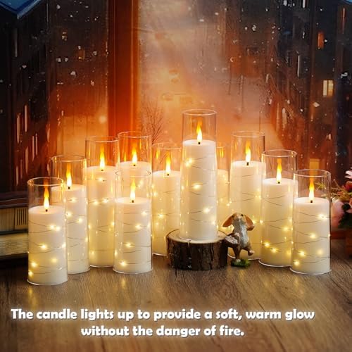 Flameless LED Candles with Timer 24 Pc Flickering Flameless Candles for Romantic Ambiance and Home Decoration Stable Acrylic Shell,with Embedded Star String，Battery Operated Candles（White） - Image 2