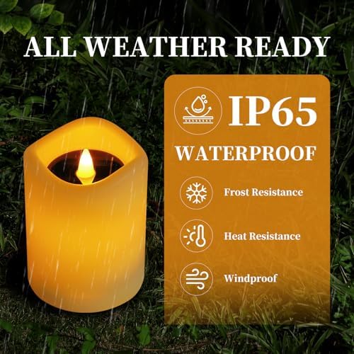 Solar Candles Outdoor, 6 Pack Flameless Candles for Lanterns, 3" x 4" - Image 6