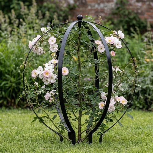 4 PCS Large Metal Round Trellis for Climbing Plants, Heavy Duty Thick Rustproof Obelisk, Garden Sphere Frame for Potted Roses Vines, Outdoor Garden Decor, Easy Assembly (18.5" x 15") - Image 4