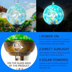 Wind Chimes, Solar LED Outdoor Garden Lighting, Light Biue Glass and Metal Wind Chime Lawn and Yard Decoration with Bronze Metal Finial, 5 x 46.5 Inch (Light Blue) - Image 4