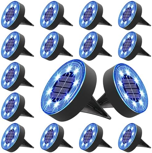 Joomer 16 Pack 3.4inch Solar Ground Lights Outdoor Waterproof, Blue by Joomer