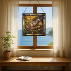 Gnome Mother Tending Her Child Stained Glass Suncatcher – Square Hanging Window Panel for Home, Garden, Nursery, Halloween, Christmas, Memorial Day – Whimsical Glass Art Gift for Gnome Lovers lckerh - Image 6
