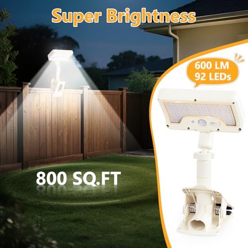 Clip On Solar Motion Lights Outdoor,360°Rotatable Fence Lights(2Pack,6000K) - Image 3