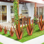 KODIBO 24" Metal Agave Plant Outdoor Decor, Large Garden Sculpture, Rusty - Image 3