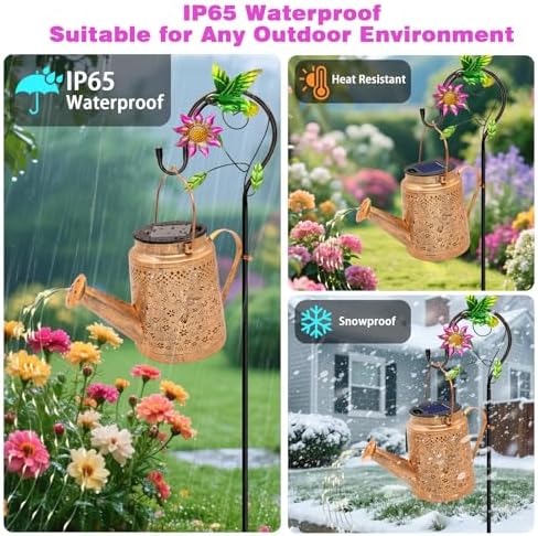 Solar Lights Outdoor Waterproof, 2 Pack Hummingbird Watering Can Lights - Image 6