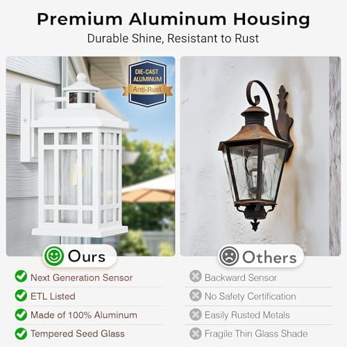 White Dusk to Dawn Outdoor Lighting, Modern Exterior Lighting Fixtures with Motion Sensor 4 Modes, Patio Lights Outside Waterproof for House, Garden, Front Porch, Brightness Distance Adjustable - Image 6