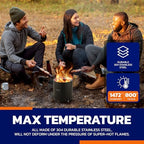 CAMPIOR Wood Burning Fire Pit Stove with Black Exterior - Smokeless Outdoor Stove for Efficient Wood Fires, Camping, and Gatherings, Stainless Steel with Removable Ash Pan, Stand and Carry Bag - Image 5
