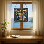 Gnome with Family Tree Stained Glass Suncatcher – Square Hanging Window Panel for Home, Garden, Nursery, Halloween, Christmas, Memorial Day – Whimsical Glass Art Gift for Gnome Lovers 3f1a3a - Image 6