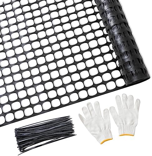 PotatoLife 2'x25' Plastic Mesh Fence for Garden with 50 Zip Ties, Black by PotatoLife