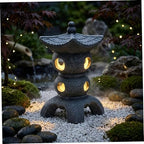 Pagoda Garden Statue - Grey Resin Pagoda Statue with Zen Ambiance, Water-Resistant Outdoor Decor for Patio, Yard, Landscape - Image 6