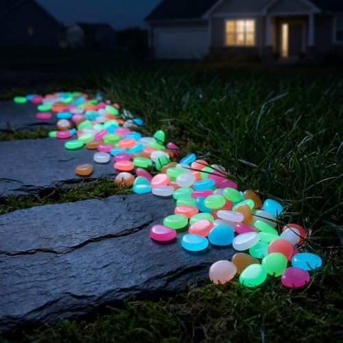 500pcs Resin Glow in Dark Pebbles for Garden Landscaping - Image 5