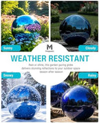 12 Inch Stainless Steel Gazing Ball, Blue Mirror Sphere for Garden Décor - Image 4