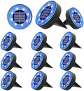Joomer 12 Pack 3.4inch Solar Ground Lights Outdoor Waterproof, Blue by Joomer