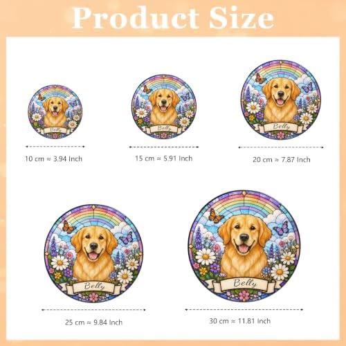 Personalized Stained Glass Dog Portrait Suncatcher 11.81", Custom Dog Photo Memorial Window Hanging with Name, Personalized Pet Portrait Keepsake, Sympathy Gift for Pet Lovers Dogs Loss Memorial - Image 6