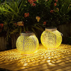 TAKE ME 2 Packs White Solar Lanterns Outdoor Waterproof Garden Laterns Metal Retro Lights for Mothers Gifts Mom Wife Grandma Birthday Gifts (White Set of 2) - Image 4