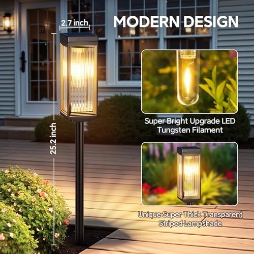 ELECLINK Solar Pathway Lights Outdoor, 8 Pack Upgraded Solar Lights Outdoor Waterproof, Bright Up to 15 Hrs Auto On/Off Garden Light for Yard Patio Lawn Path Walkway Driveway Outside Decor - Image 2