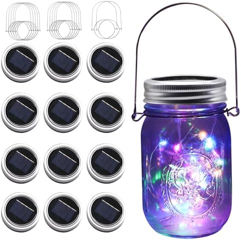 24 Pack Mason Jar Solar Lights for Outside, 12 Pack Warm White and 12 Pack Muticolor - Image 3