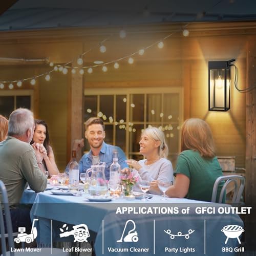 Large Porch Lights with GFCI Outlet, Outdoor Wall Light Fixtures - Image 3