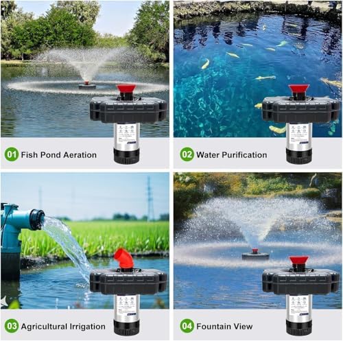 Pond Fountain Aerator,Pond Aerator,with Dynamic LED RGB Lighting Adjustable Modes, Digital Timer | 1 HP 15,000 GPH, 750W 110V, 100FT Cord - for Large Ponds, Lakes & Outdoor Water Features - Image 5