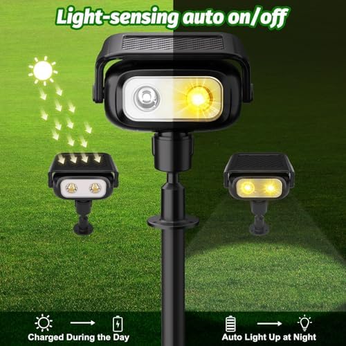 Nreonrick Solar Spot Lights 360 Adjustable IP65 Waterproof 2-in-1 Solar Powered Spotlights for Landscape Lighting Garden, Yard, Pathway Warm White 4 Pack - Image 3