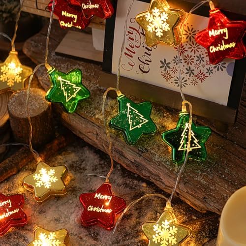 CAKERS Led Christmas String Lights|Creative Ambient Decor Fairy Lights|Hanging Copper Wire Lights|Night Lamps for Birthday Party Xmas Tree Decor,Star Shape,2m(6.5ft)-10LED-USB - Image 6