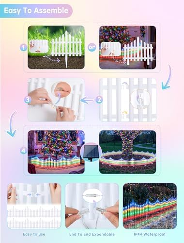 Hopolon 8 Pack Multicolor Picket Fence Lights, 11.1in (H) X 9.1ft (L) - Image 6