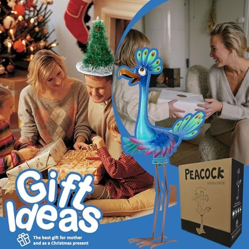 Natelf Metal Wacky Peacock Garden Outdoor Statue for Yard Patio 26 Inch - Image 2