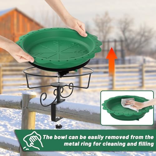 100W Heated Bird Baths for Outdoors, Heated Birdbath Outside Winter, Green - Image 4