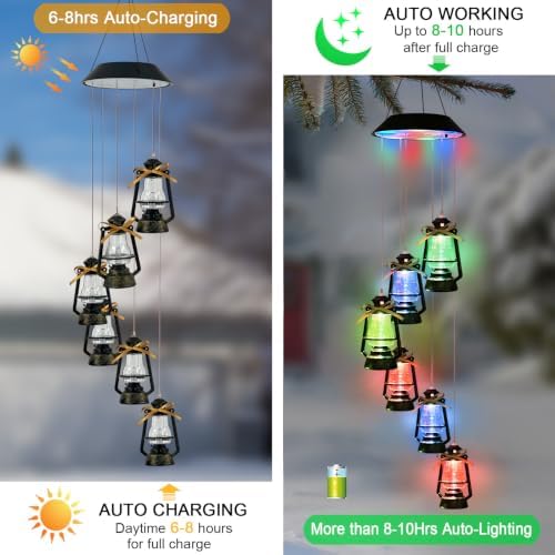 Hanging Solar Lantern Wind Chime for Outside,Christmas Decorations Outdoor - Image 3