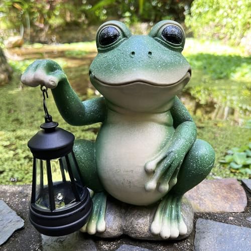 YODY Solar Garden Statues Outdoor Decor Frog with Lantern - Image 2