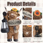 Highland Cow Solar Lights Outdoor Decor, Resin Cow Statue with LED Lights, Waterproof Farmhouse Garden Figurine, Decorative Solar Powered Light for Yard, Patio, Lawn, Porch, Pathway - Image 4