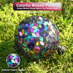 VOREEN Mosaic Gazing Ball Outdoor, 10 Inch Purple Iridescent Glass Garden Globe, Decorative Garden Ball for Yard Lawn Patio Decor - Image 3