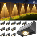 Solar Fence Lights Outdoor Waterproof Warm & Cool White & RGB（12Pack Black） by SenLuKit