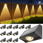 Solar Fence Lights Outdoor Waterproof Warm & Cool White & RGB（12Pack Black） by SenLuKit