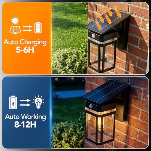 Outdoor Solar Porch Light Motion Sensor 2700K Warm White 2Pack - Image 5