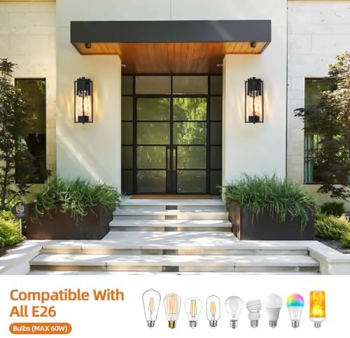 2-Pack Dusk to Dawn Outdoor Wall Sconce, Sensor Porch Light Fixture - Image 6